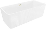 Mexen Nila, voľne stojaca ryhovaná vaňa 170 × 75 cm, biela lesklá, zlatý lesklý prepad, 52841708000-50