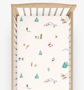 Goldea bavlnená napínacia plachta do detskej postieľky - zimné radovánky 60 x 120 cm