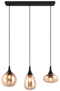 Čierno-oranžové závesné svietidlo so skleneným tienidlom Lumina – Trio