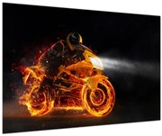 Obraz - Motorkár s plameňmi (90x60 cm)