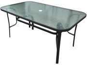 Sklenený stôl s otvorom na slnečník čierny