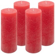 Červená parafínová sviečka rustikálna 20 cm, 90 h, sada 4 ks