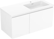 Mexen Orio, kúpeľňová skrinka 100 cm s pravým umývadlom Otis, 1S, 1D, biela matná, 91A13-10047-3-BBFF01-W18P01