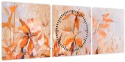 Obraz - Maľované kvety (s hodinami) (90x30 cm)