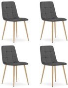 Set štyroch jedálenských stoličiek KARA zamatové, tmavosivé / hnedé nohy (4 ks)
