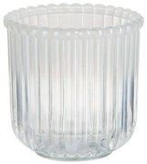 Sklenený vrúbkovaný svietnik Strip - Ø7,5*7,5 cm