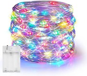 ACA Lighting LED RGB dekoračná strieborná girlanda 50 LED, 3x batéria AA, 500 cm, IP20