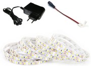 ECOLIGHT LED pásik - 1m - 120LED/m - 9,6 W/m - 700Lm - IP20 - studená biela - SADA ZDROJ + KONEKTOR