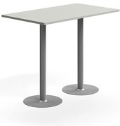 Barový stôl VERTICUS, 1400x800x1100 mm, svetlošedá/strieborná