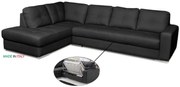 Kožená sedacia súprava s rozkladom na každodenné spanie ALEXIE – rohová, ľavá, čierna (nero 308)