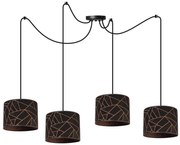 Závesné svietidlo Werona Spider, 4x čierne textilné tienidlo so vzorom, c