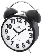 Analógový budík Happy Morning MPM C01.4056.90 - čierny kovový, klasický dizajn