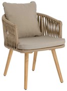 Záhradné stoličky z akáciového dreva s béžovým polstrovaním Kave Home Hemilce