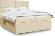vidaXL Boxspring posteľ s matracom krémová 200x200 cm látka