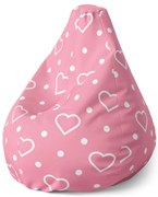 Sedací vak Pear srdce a bodky - detský, ružová