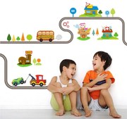 Samolepka na stenu "Cesta s autíčkami 1" 147x40 cm