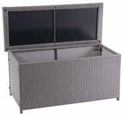 Polyratanový záhradný úložný box HWC-D88 - základná sivá, 63x135x52cm 320l