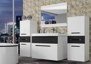 Kúpeľňový nábytok Belini biely mat / čierny mat + umývadlo + zrkadlo ROD M 4/0/W/WB/0/ZW