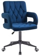 LuxuryForm DESIGN Stolička BOSTON VELUR na čiernej podstave s kolieskami - modrá