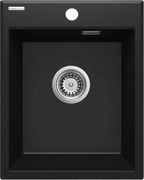 Deante Eridan, granitový drez na dosku 400x500x212 mm, 3,5" + priestorovo úsporný sifón, 1-komorový, čierna, ZQE_N104