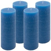 Modrá parafínová sviečka rustikálna 20 cm, 90 h, sada 4 ks