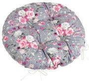 Bellatex Sedák Adela prešívaný okrúhly Kvety ruže ružová, 40 x 40 cm