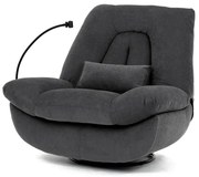 Polohovací elektrické křeslo, krémová látka, hlasové ovládání (ENG), reproduktor, podsvícení, držák telefonu, uložný box