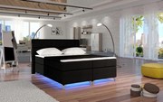 Posteľ Boxspring Amadeus + LED 200x180, čierna (látka - bao 05)