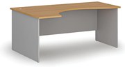 Ergonomický kancelársky písací stôl PRIMO GRAY, 180x120 cm, ľavý, sivá/buk