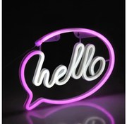 LED Neónová nástenná dekorácia HELLO LED/3W/3xAA USB ružová
