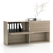 Kancelársky policový regál LAYERS, dlhý, 2 boxy, 1582 x 400 x 777, dub prírodný / dub morený