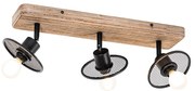 Priemyselné stropné bodové svetlo čierne s dreveným rámom 3-svetlo - Jasmine