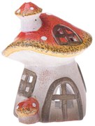 Keramický svietnik Muchotrávkový domček, 13,2 x 16,3 x 13 cm