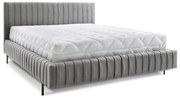 Sivá čalúnená dvojlôžková posteľ s úložným priestorom s roštom 160x200 cm Plissa – ELTAP