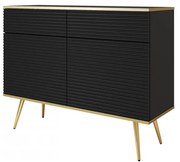 Komoda Oanisew KSZ107, Farby:: čierna / čierna + zlatá