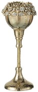 Zlatý svietnik na nožičke so zdobením a kamienky Volve S - Ø 8*23cm