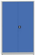 Dielenská policová skriňa na náradie KOVONA JUMBO, 4 police, zváraná, 1200 x 500 x 1950 mm, sivá / modrá
