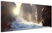 Obraz - Skaly a vlny oceánu (120x50 cm)