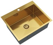 Gamma Gamma, 1-komorový oceľový drez 600x500x210 mm, zlatá matná, GMA-S6050-GD
