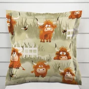 Biante Detská bavlnená obliečka na vankúš s lemom Sandra SA-612 Býčky na pastve na zelenom 30 x 50 cm