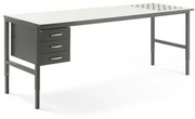 Dielenský stôl Cargo s valčekmi, 2400x750 mm, 3 zásuvky