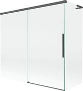 Mexen Rox, L posuvná 2-krídlová vaňová zástena 170 + 70 x 150 cm, 8mm číre sklo, brúsený grafit profil, 8C9L-170-070-66-00