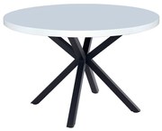 Jedálenský stôl, biela matná/čierna, priemer 120 cm, MEDOR