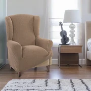 Super strečové poťahy NIAGARA oriešková kreslo ušiak (š. 70 - 95 cm)