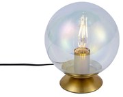 Stolná lampa Art Deco mosadzná s dymovým dúhovým sklom - Pallon