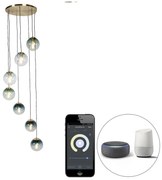 Inteligentné závesné svietidlo mosadz 7-žiarovkové vrátane Wifi ST64 - Pallon