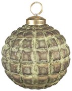 Zeleno-hnedá sklenená ozdoba gule - Ø10*10 cm