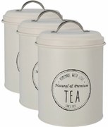 Excellent Houseware Súprava plechových dóz na potraviny 13,5 x 18 cm, 3 ks, krémová, L