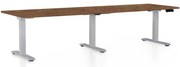 Výškovo nastaviteľný stôl OfficeTech Long, 260 x 80 cm, sivá podnož, dub silverjack