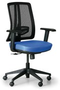Kancelárska stolička HUMAN, čierna/modrá, plastový kríž